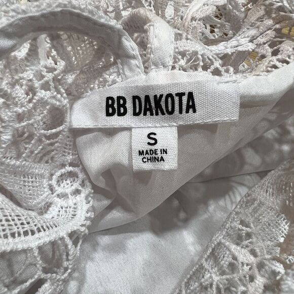 BB Dakota Sandra Dress White Lace Embroidery Mini Crochet Sz S - Picture 8 of 14